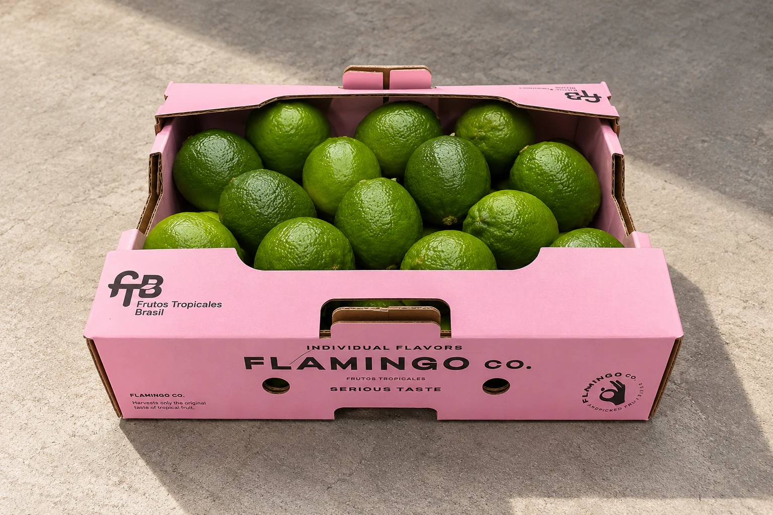 Limes in Flamingo Co. packaging